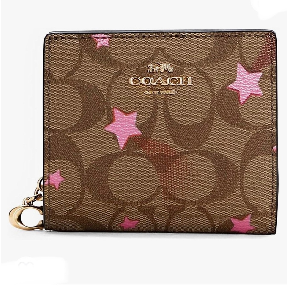 Coach Womens Snap Wallet - IM/Khaki Multi With Disco Star Print